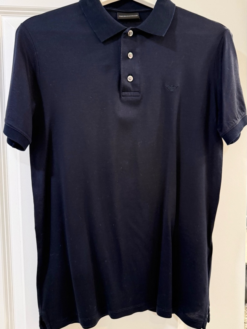 Emporio Armani Men's Dark Navy Polo Shirt with Subtle Logo